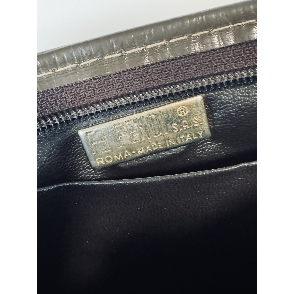 Fendi Zucca FF Logo Monogram Brown Canvas w/ Leather Trim Large Pouch Clutch Bag - Picture 5 of 9